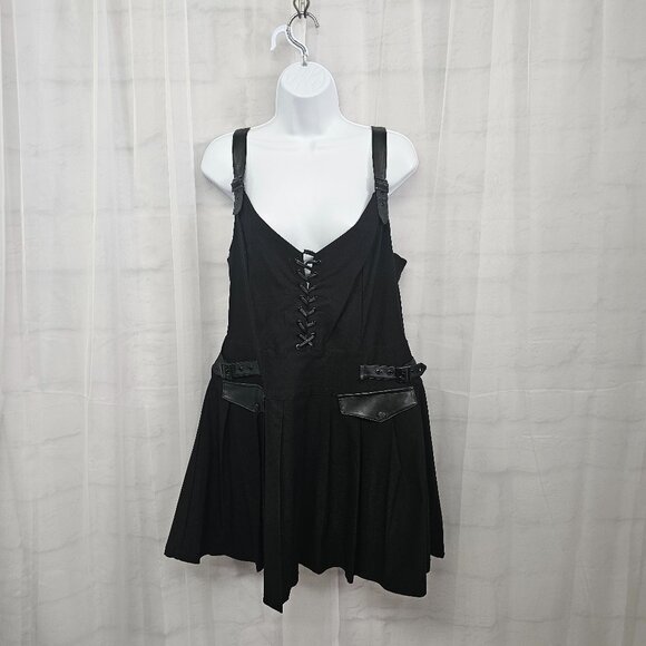 'Falling Star' Black Gothic PU Faux Leather Sexy Dress